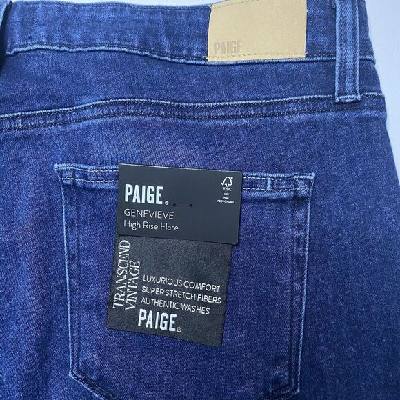 Paige Genevieve NWT high rise flare wide jean sail away dark wash 33 NEW - Picture 4 of 13